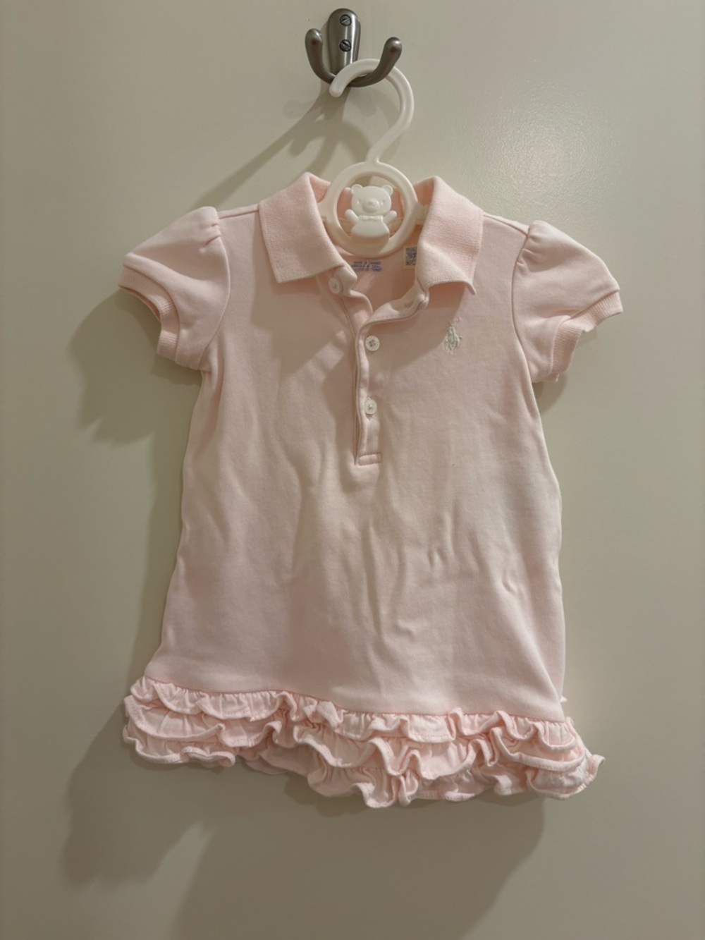 Ralph Lauren Light Pink Polo Dress with Ruffle Hem